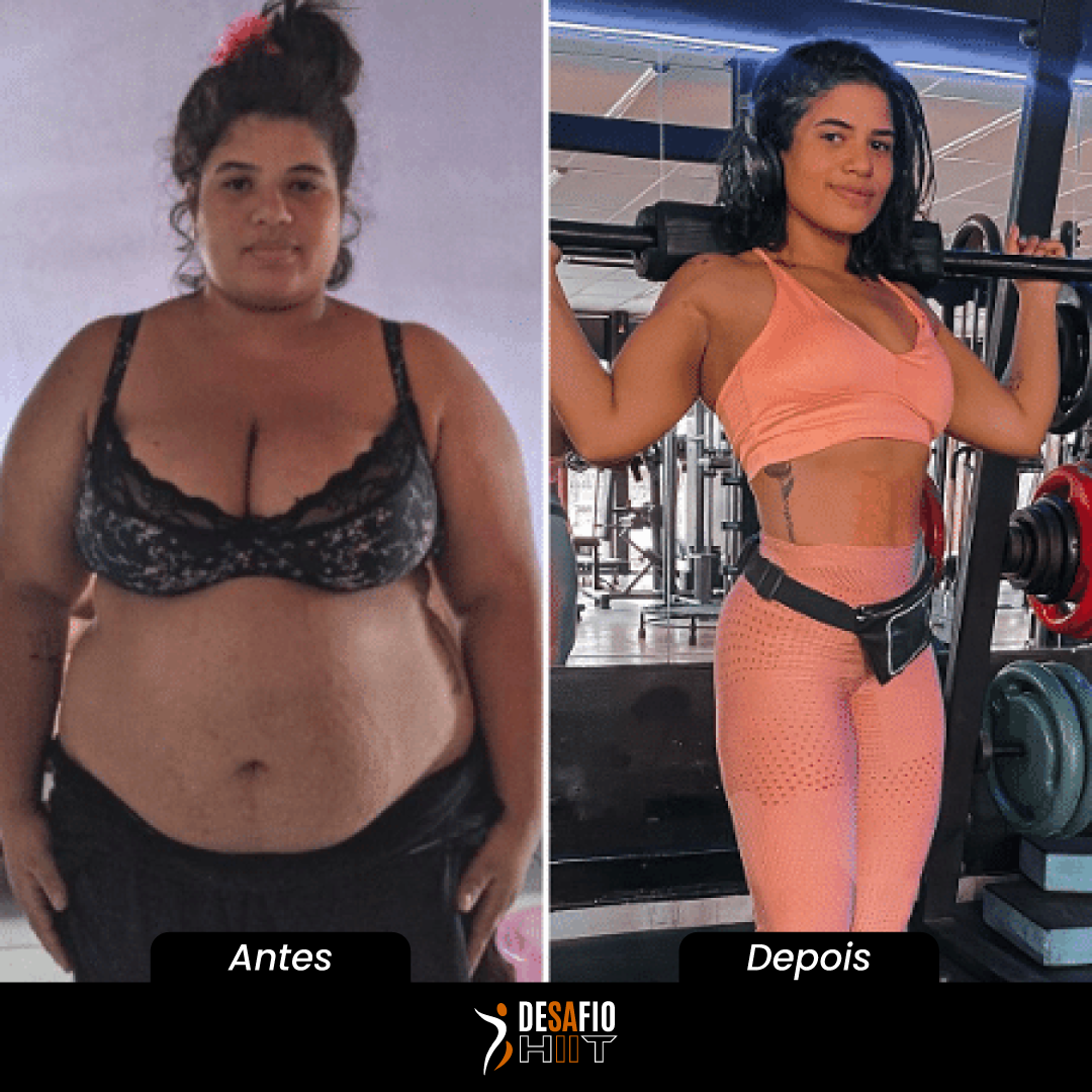Antes e depois de aluna